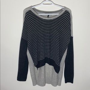 Quinn Cashmere colorblock striped high low sweater size S